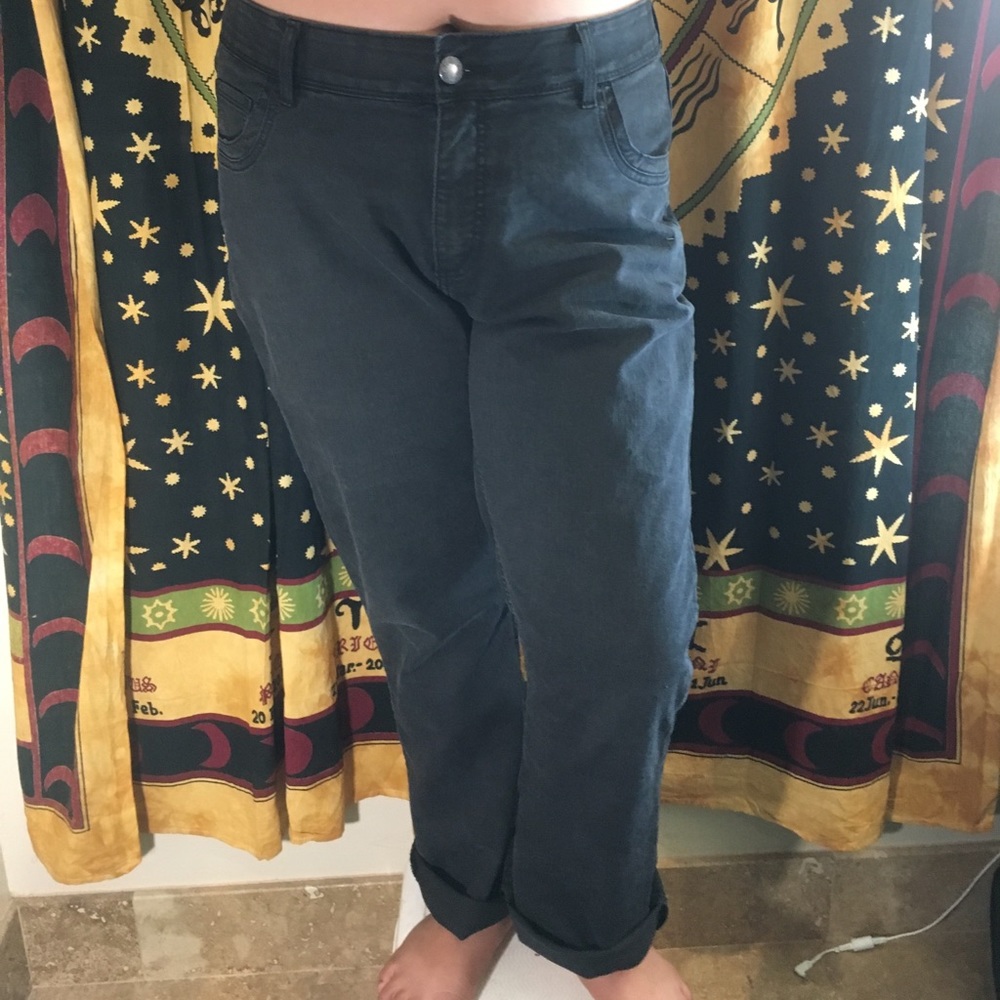 Plus size black stretchy comfortable cuffed pants